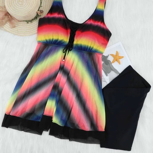 Multicolor Tie-Dye Ombre Swimdress Tankini Set โ Size Small - Picture 5 of 5